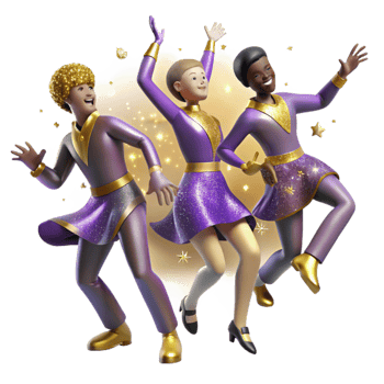 elegant contemporary Joyful Jive Dance Quartet Isolated with Dynamic Angle genuine png