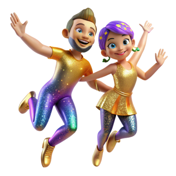 extraordinary modern Joyful Jive Dancers Transparent Background with Bright Colors premium png