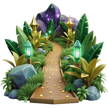 wonderful modern Jungle Path with Lush Greenery Isolated premium png