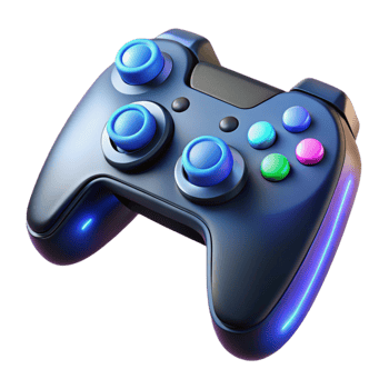beautiful minimalist Futuristic gaming controller, ergonomic design, glowing buttons detailed png