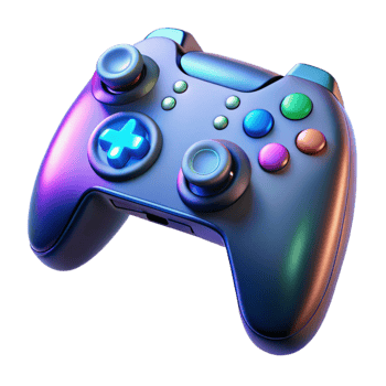 impressive vintage Futuristic gaming controller, ergonomic design, glowing buttons detailed png
