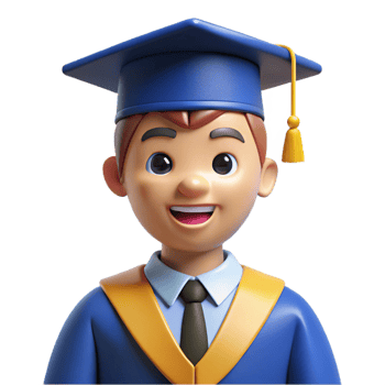 elegant minimalist Graduate student in a cap and gown, high resolution png