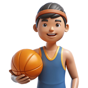 beautiful modern Athlete holding a basketball, exclusive png