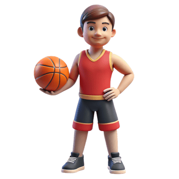 extraordinary artistic Athlete holding a basketball, professional png