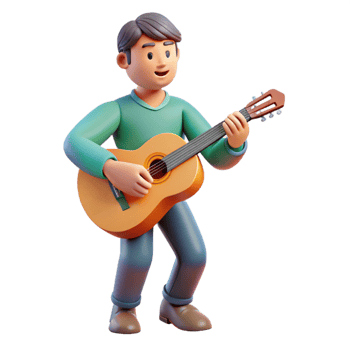 beautiful minimalist Musician playing a guitar, professional png