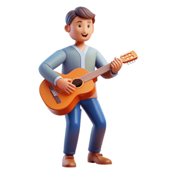elegant artistic Musician playing a guitar, original png