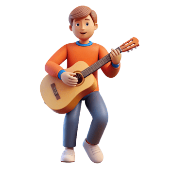 stunning creative Musician playing a guitar, 4K png