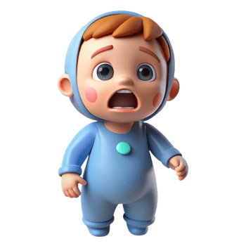 impressive minimalist Crying toddler in a onesie, premium png