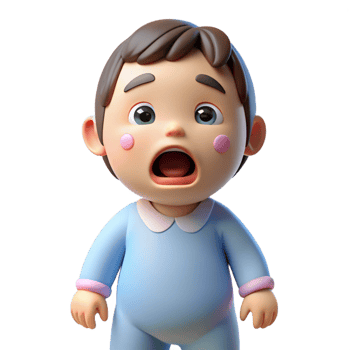 wonderful artistic Crying toddler in a onesie, high quality png
