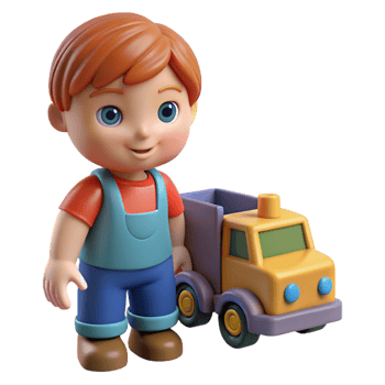 vibrant contemporary Playing child with a toy truck, 4K png