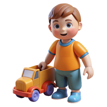 extraordinary minimalist Playing child with a toy truck, professional png