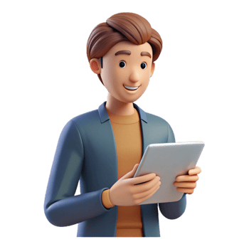 impressive abstract Working young adult with a tablet, 4K png