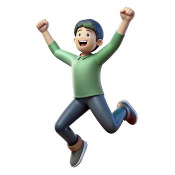 extraordinary abstract Excited individual jumping in the air, authentic png