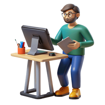 magnificent artistic Creative designer working on a graphic tablet, detailed png