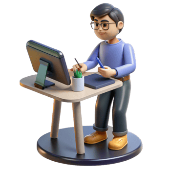 stunning modern Creative designer working on a graphic tablet, exclusive png