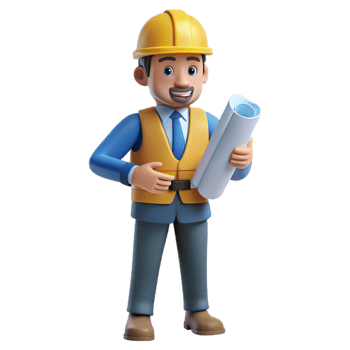 elegant rustic Innovative engineer with a blueprint, exclusive png