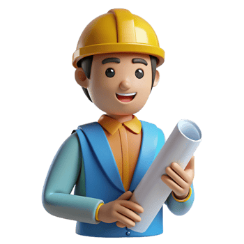 impressive classic Innovative engineer with a blueprint, professional png