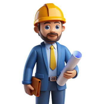 vibrant traditional Innovative engineer with a blueprint, original png