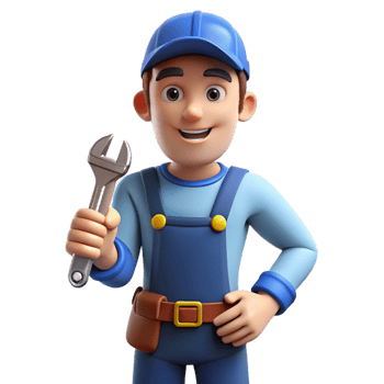 wonderful contemporary Experienced plumber with a wrench, 4K png