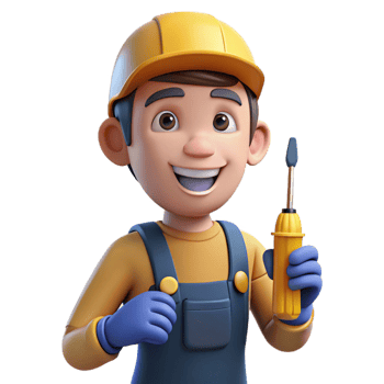 vibrant rustic Smiling electrician with a screwdriver, premium png