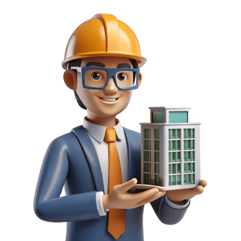 stunning abstract Focused architect with a model building, professional png
