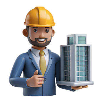 magnificent classic Focused architect with a model building, high quality png