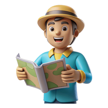 dramatic rustic Friendly travel agent with a map, high resolution png
