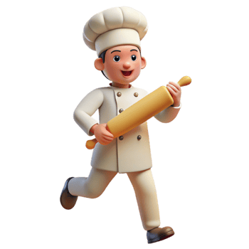 dramatic classic Passionate baker with a rolling pin, authentic png