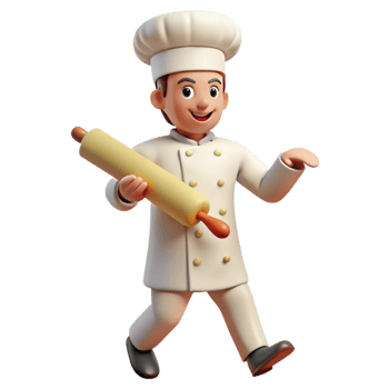impressive abstract Passionate baker with a rolling pin, 4K png