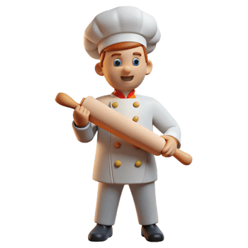 elegant rustic Passionate baker with a rolling pin, high quality png