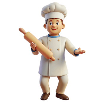 vibrant contemporary Passionate baker with a rolling pin, genuine png