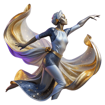 beautiful abstract Lyrical Dance Pose Transparent with Flowing Fabric png