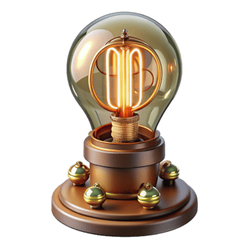 elegant creative Steampunk lightbulb with intricate filaments and a brass base genuine png