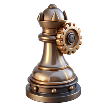 stunning contemporary Steampunk chess piece knight with intricate details and gears genuine png