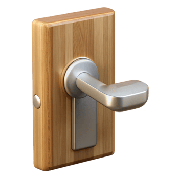 stunning vintage Modern door handle on wooden door, genuine png