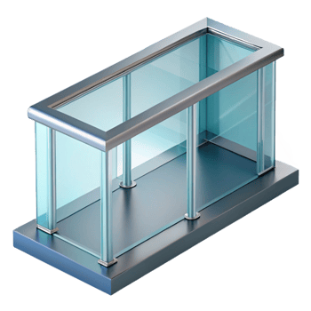 serene contemporary Contemporary glass railing section, genuine png
