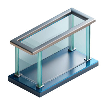 magnificent vintage Contemporary glass railing section, exclusive png