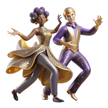 vibrant traditional Modern Dance Duo Isolated with High Contrast Lighting professional png