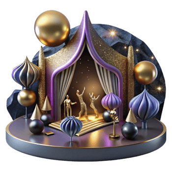 beautiful vintage Modern Dance Festival Cutout with High Contrast Spot Lighting premium png