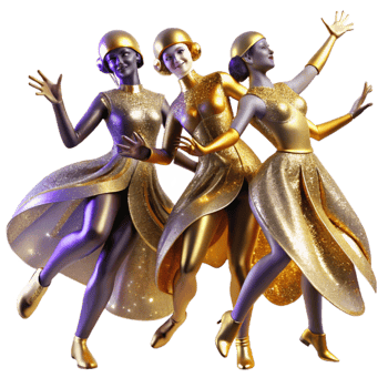 serene abstract Modern Dance Quartet Isolated with High Contrast Lighting genuine png