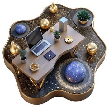 wonderful rustic Modern Office Desk Top View Workspace Transparent Background high quality png