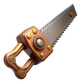 beautiful rustic Steampunk saw with intricate teeth and a wooden handle premium png