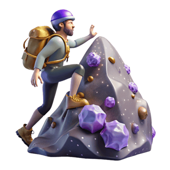elegant creative Mountain Climber Reaching Summit Isolated Transparent Background original png