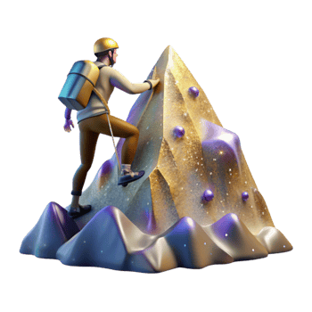 dramatic modern Mountain Climber Reaching Summit Isolated Transparent Background detailed png