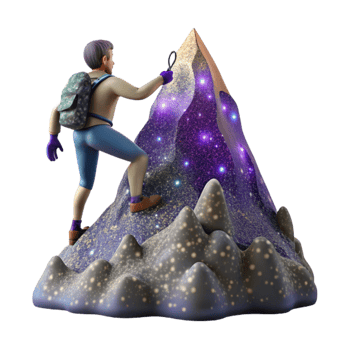 dramatic modern Mountain Climber Reaching Summit Isolated Transparent Background original png