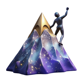 wonderful minimalist Mountain Climber Silhouette Reaching Peak Transparent Background professional png