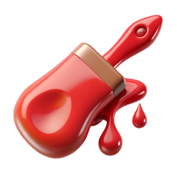 beautiful artistic A paintbrush dripping with red paint, genuine png