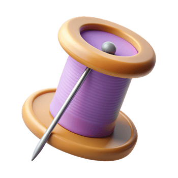vibrant creative A sewing needle, with thread, high resolution png