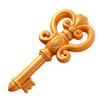 impressive classic A single, stylized key with ornate carvings original png