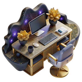 extraordinary vintage Office Desk with Computer Monitor Top View Isolated genuine png